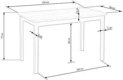 Kitchen Table Cobalt | size: Length: 68cm, Width: 120cm, Height: 77cm | color: Black/Oak | image: 9 | variant: 1012025