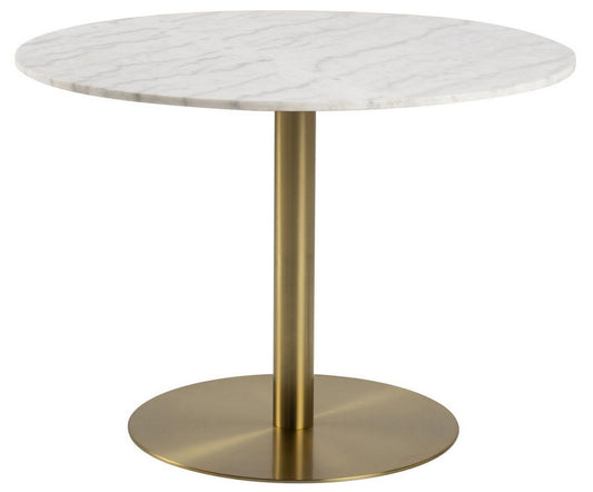 Kitchen Table Corby | size: Length: 105cm, Width: 105cm, Height: 75cm, Diameter: 105cm | color: White/Gold | image: 0 | variant: 1006508