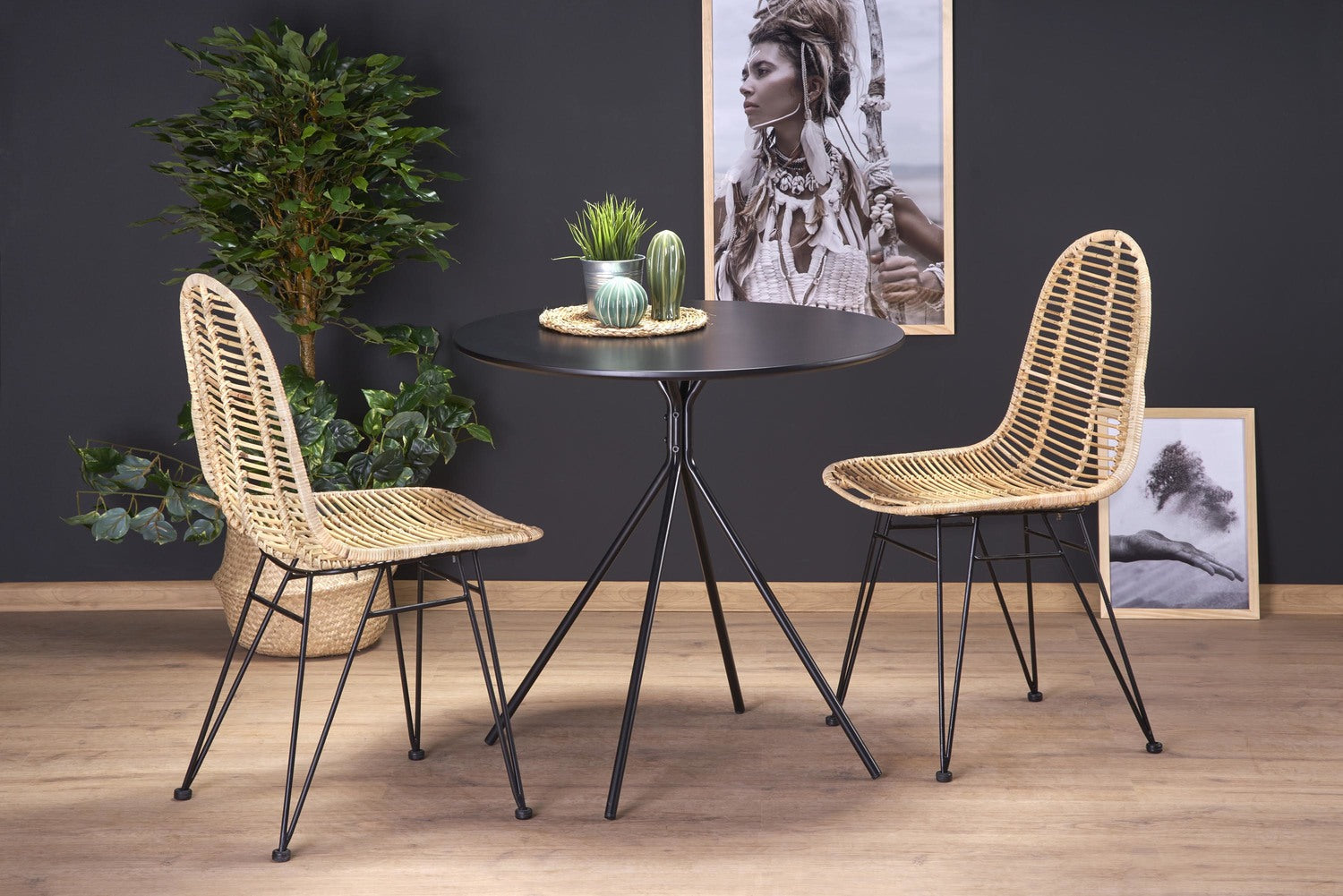 Kitchen Table Cordoba | size: Length: 80cm, Width: 80cm, Height: 75cm, Diameter: 80cm | color: Black | image: 4 | variant: 1003222