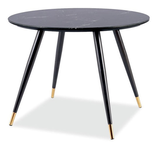 Kitchen Table Cyryl 1 | size: Length: 100cm, Width: 100cm, Height: 76cm, Diameter: 100cm | color: Black/Gold | image: 1 | variant: 1012018