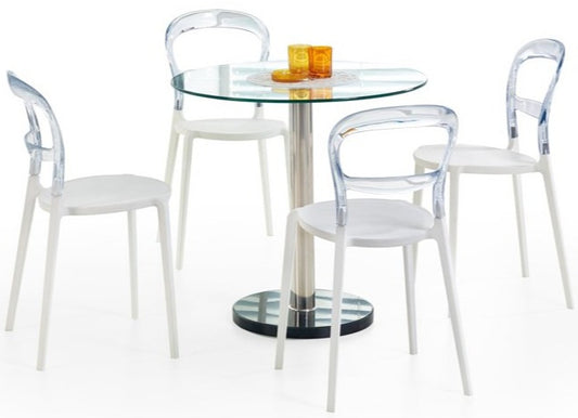 Kitchen Table Cyryl | size: Length: 80cm, Width: 80cm, Height: 74cm, Diameter: 80cm | color: Transparent | image: 1 | variant: 1011202