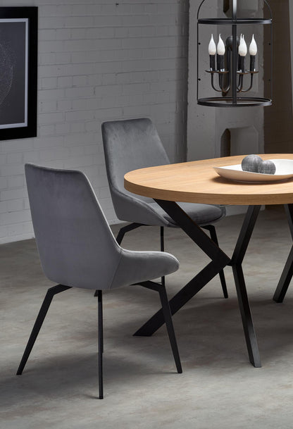 Kitchen Table Dallas | size: Length: 100cm, Width: 250cm, Height: 75cm, Diameter: 100cm | color: Black/Oak | image: 5 | variant: 1003232