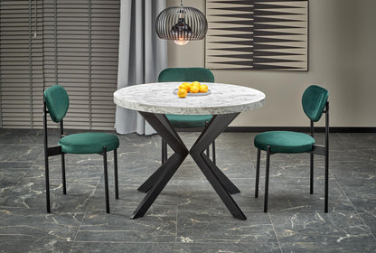 Kitchen Table Dallas | size: Length: 100cm, Width: 250cm, Height: 75cm, Diameter: 100cm | color: White/Marble/Black | image: 2 | variant: 1003234