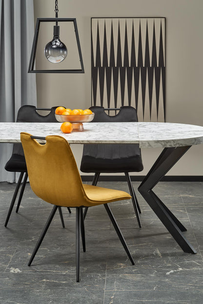 Kitchen Table Dallas | size: Length: 100cm, Width: 250cm, Height: 75cm, Diameter: 100cm | color: White/Marble/Black | image: 4 | variant: 1003234