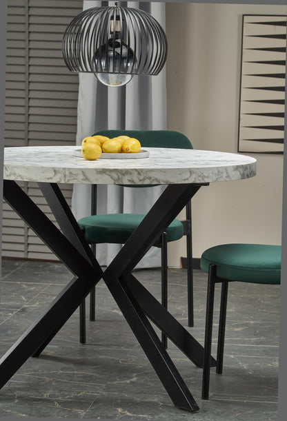 Kitchen Table Dallas | size: Length: 100cm, Width: 250cm, Height: 75cm, Diameter: 100cm | color: White/Marble/Black | image: 6 | variant: 1003234