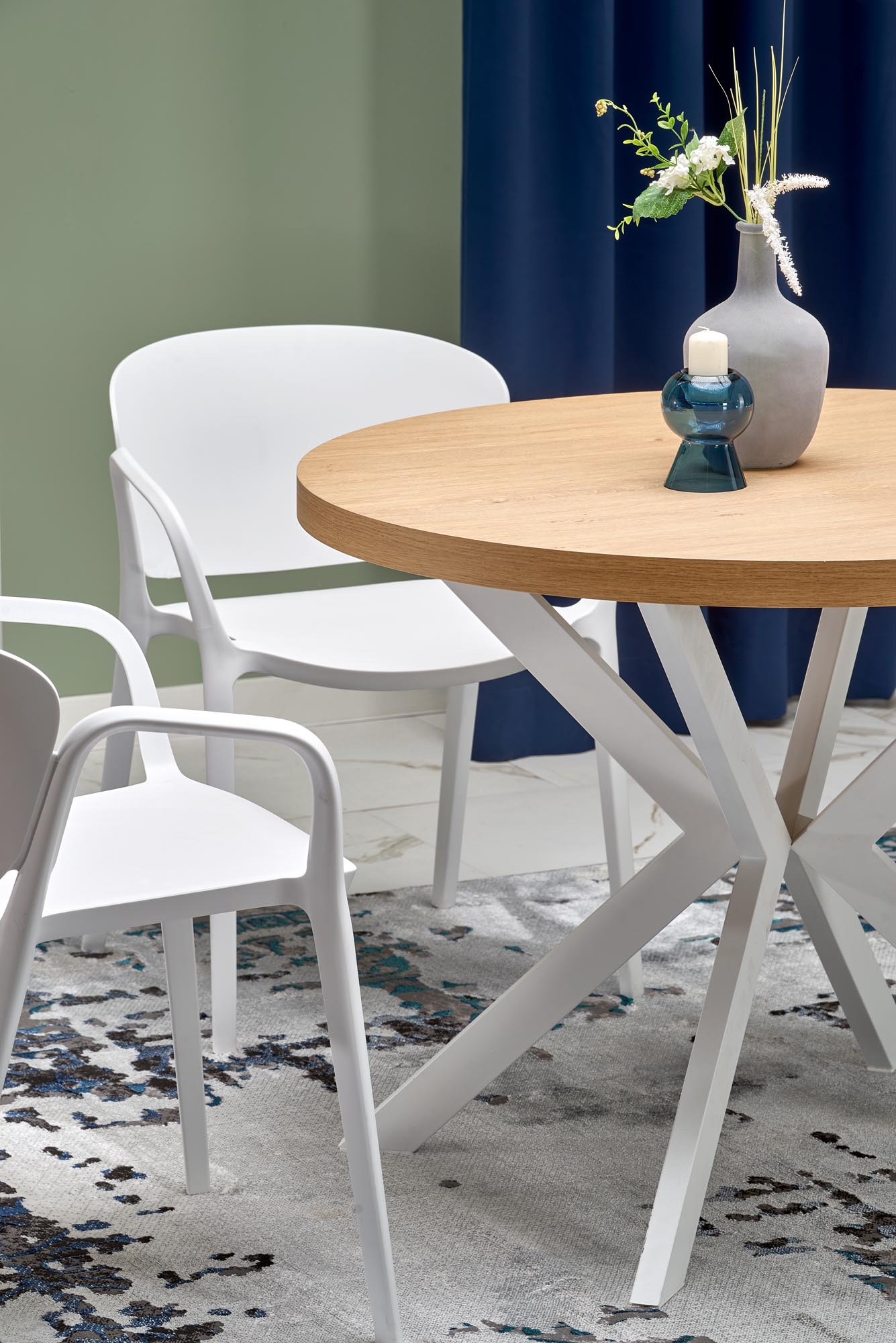 Kitchen Table Dallas | size: Length: 100cm, Width: 250cm, Height: 75cm, Diameter: 100cm | color: White/Oak | image: 5 | variant: 1003233