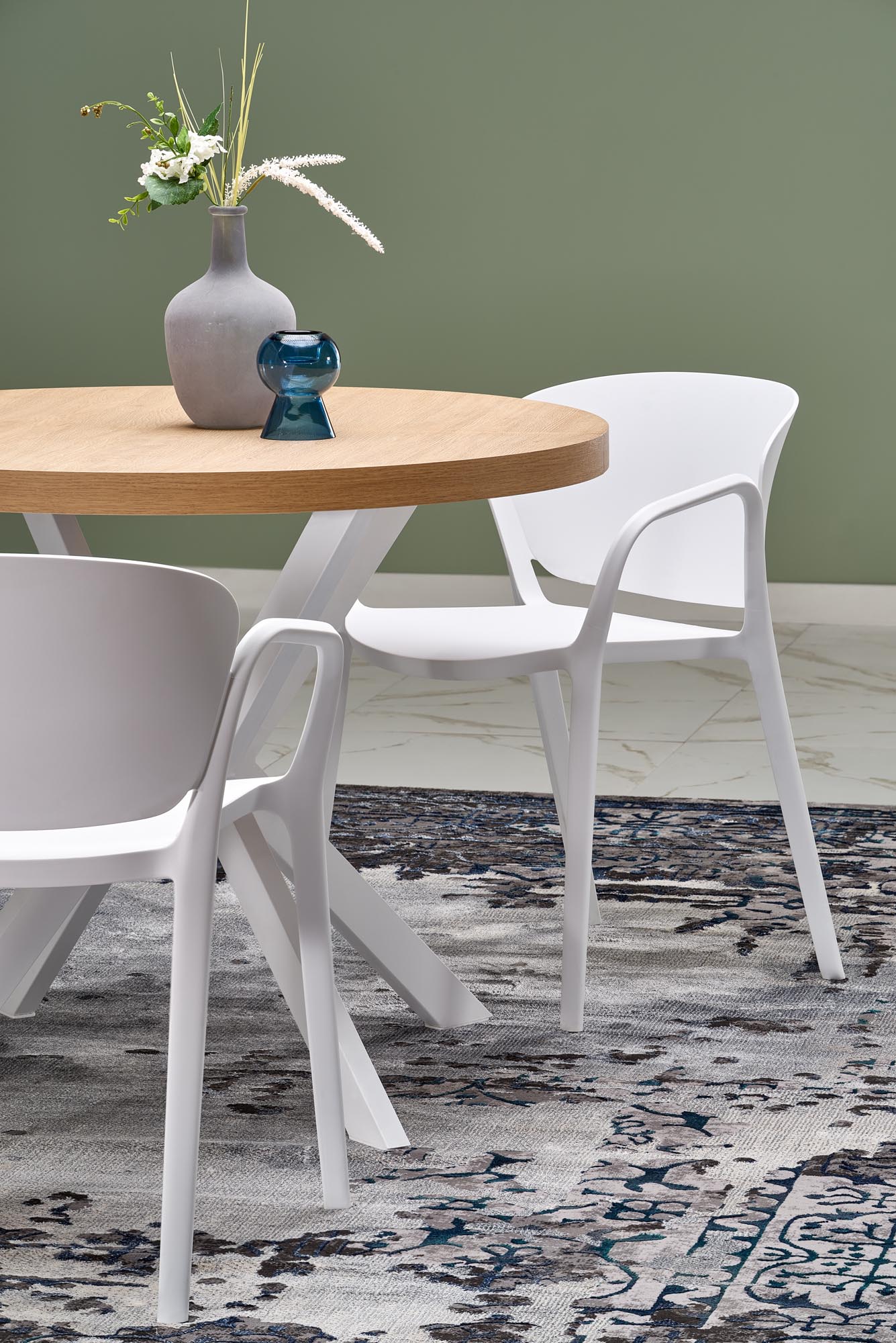 Kitchen Table Dallas | size: Length: 100cm, Width: 250cm, Height: 75cm, Diameter: 100cm | color: White/Oak | image: 6 | variant: 1003233