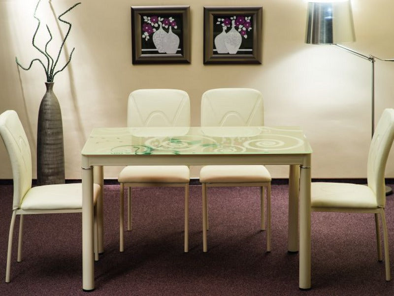 Kitchen Table Damar | size: Length: 60cm, Width: 100cm, Height: 75cm | color: Cream | image: 2 | variant: 1006563