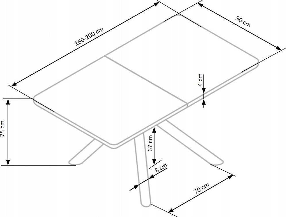 Kitchen Table Derrick | size: Length: 90cm, Width: 200cm, Height: 75cm | color: Oak | image: 7 | variant: 1011290