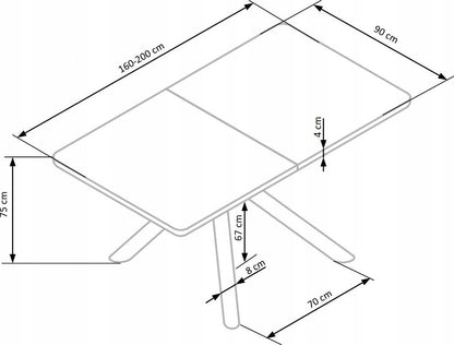 Kitchen Table Derrick | size: Length: 90cm, Width: 200cm, Height: 75cm | color: Oak | image: 7 | variant: 1011290