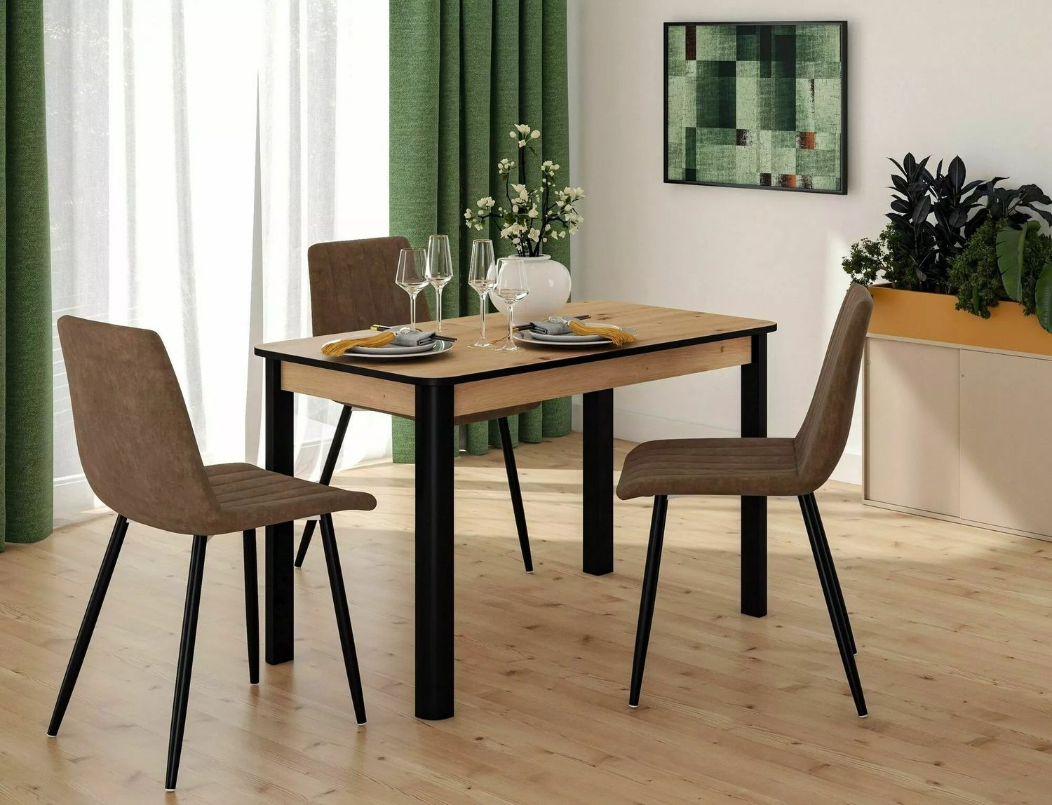 Kitchen Table DIego II | size: Length: 65cm, Width: 140cm, Height: 75cm | color: Brown | image: 4 | variant: 1006542