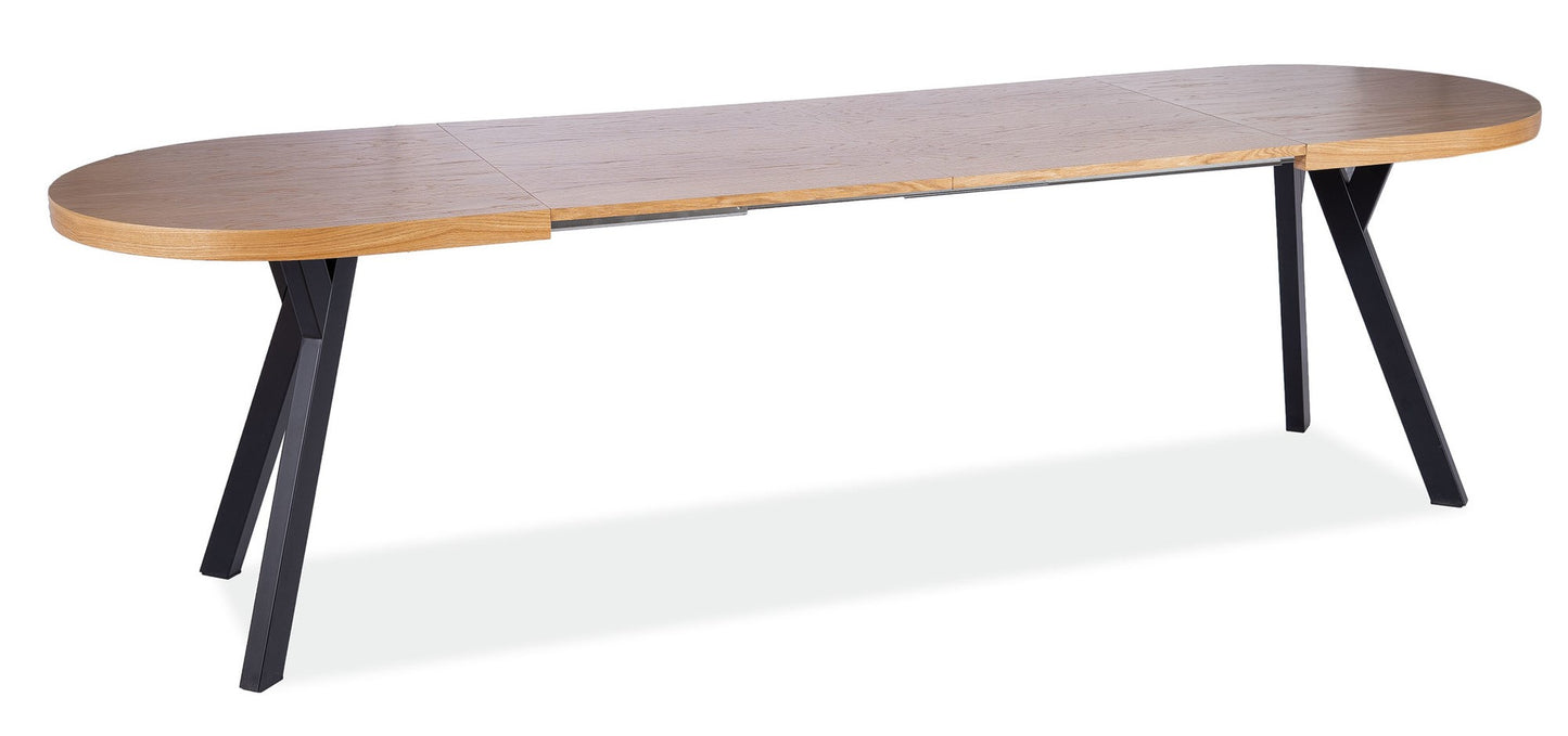 Kitchen Table Domingo II | size: Length: 80cm, Width: 272cm, Height: 76cm | color: Black/Oak | image: 2 | variant: 1012358