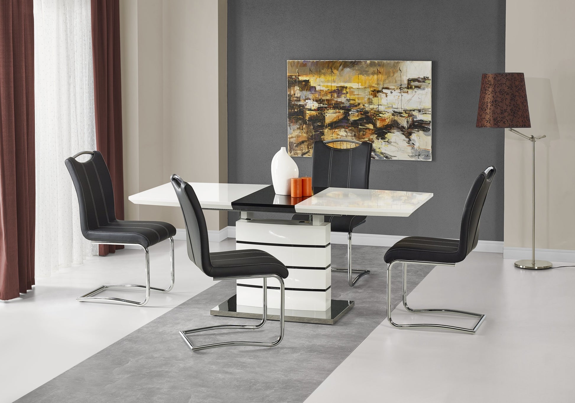 Kitchen Table East Abu Dhabi | size: Length: 80cm, Width: 180cm, Height: 76cm | color: White/Black | image: 2 | variant: 1006846