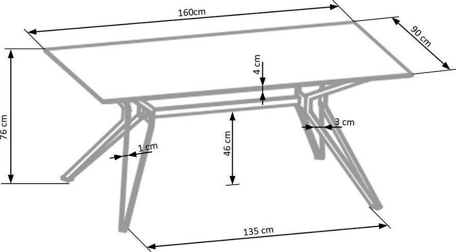 Kitchen Table East Arundel | size: Length: 90cm, Width: 160cm, Height: 76cm | color: White | image: 5 | variant: 1006832