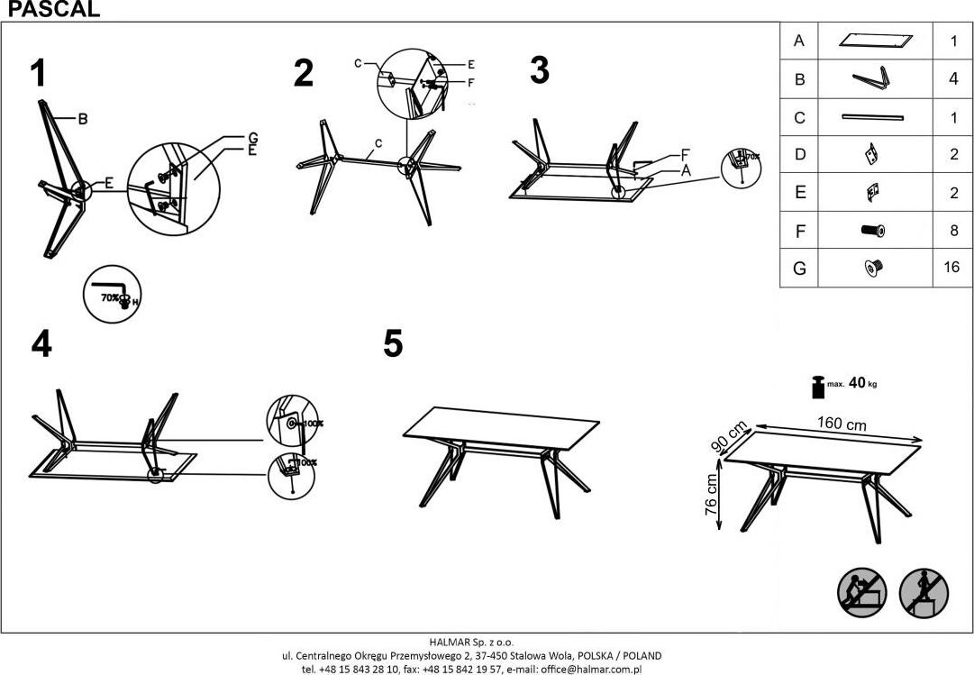 Kitchen Table East Arundel | size: Length: 90cm, Width: 160cm, Height: 76cm | color: White | image: 6 | variant: 1006832