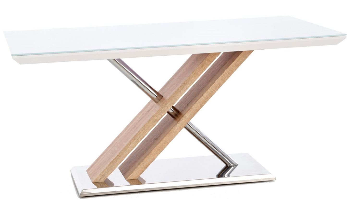 Kitchen Table East Bandung | size: Length: 90cm, Width: 160cm, Height: 76cm | color: White/Oak | image: 1 | variant: 1006839