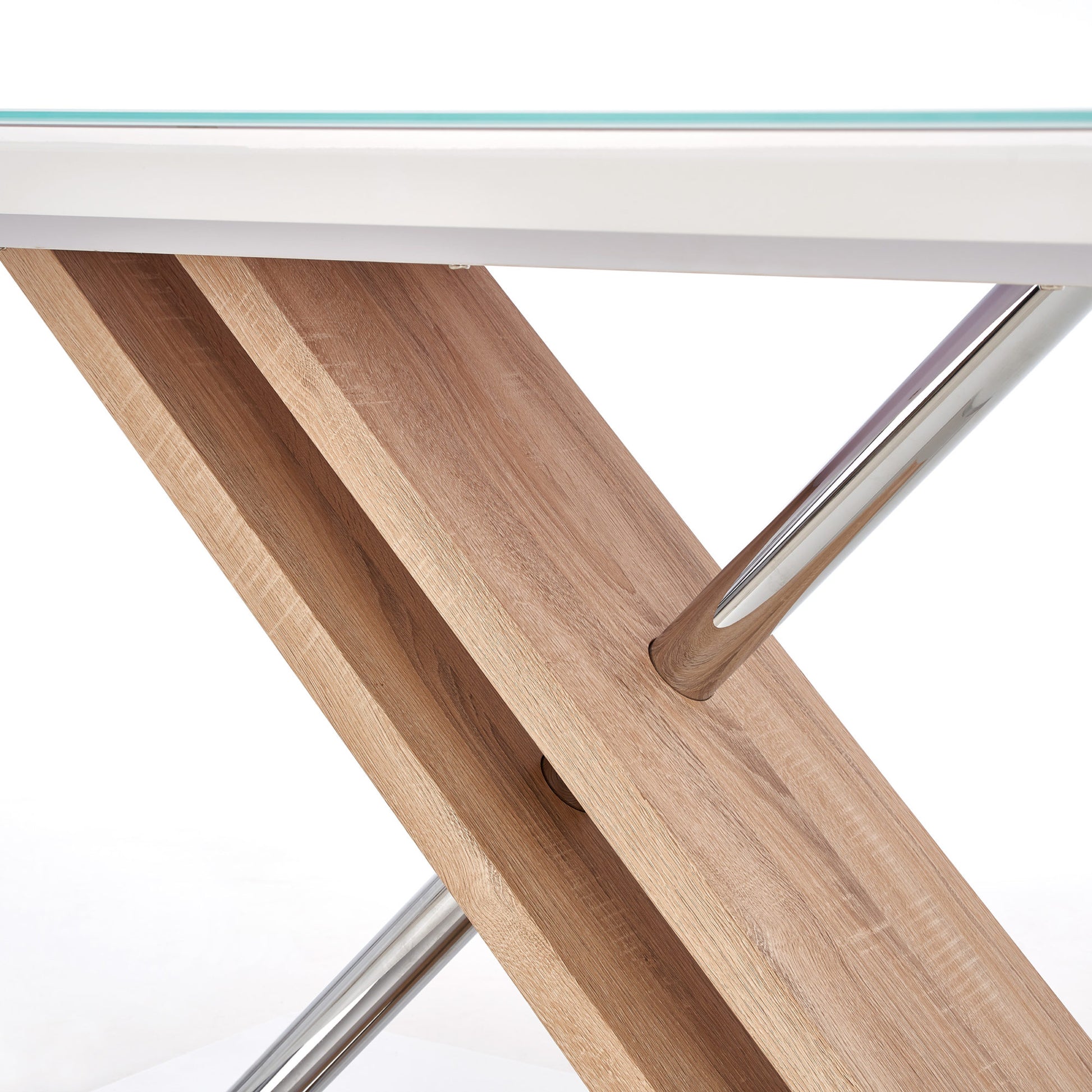 Kitchen Table East Bandung | size: Length: 90cm, Width: 160cm, Height: 76cm | color: White/Oak | image: 6 | variant: 1006839