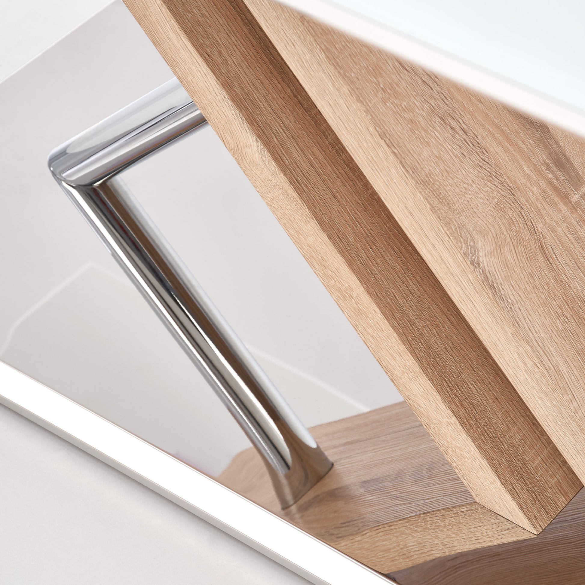 Kitchen Table East Bandung | size: Length: 90cm, Width: 160cm, Height: 76cm | color: White/Oak | image: 8 | variant: 1006839