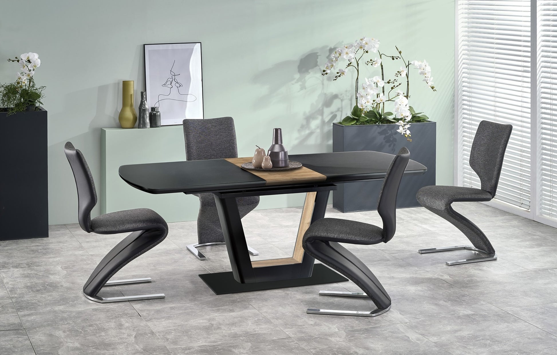 Kitchen Table East Bangalore | size: Length: 90cm, Width: 200cm, Height: 77cm | color: Black/Walnut | image: 1 | variant: 1006871