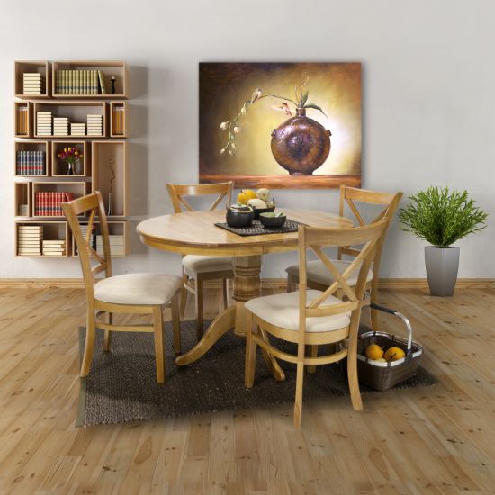 Kitchen Table East Biggleswade | size: Length: 90cm, Width: 120cm, Height: 74cm, Diameter: 90cm | color: Oak | image: 6 | variant: 1005487