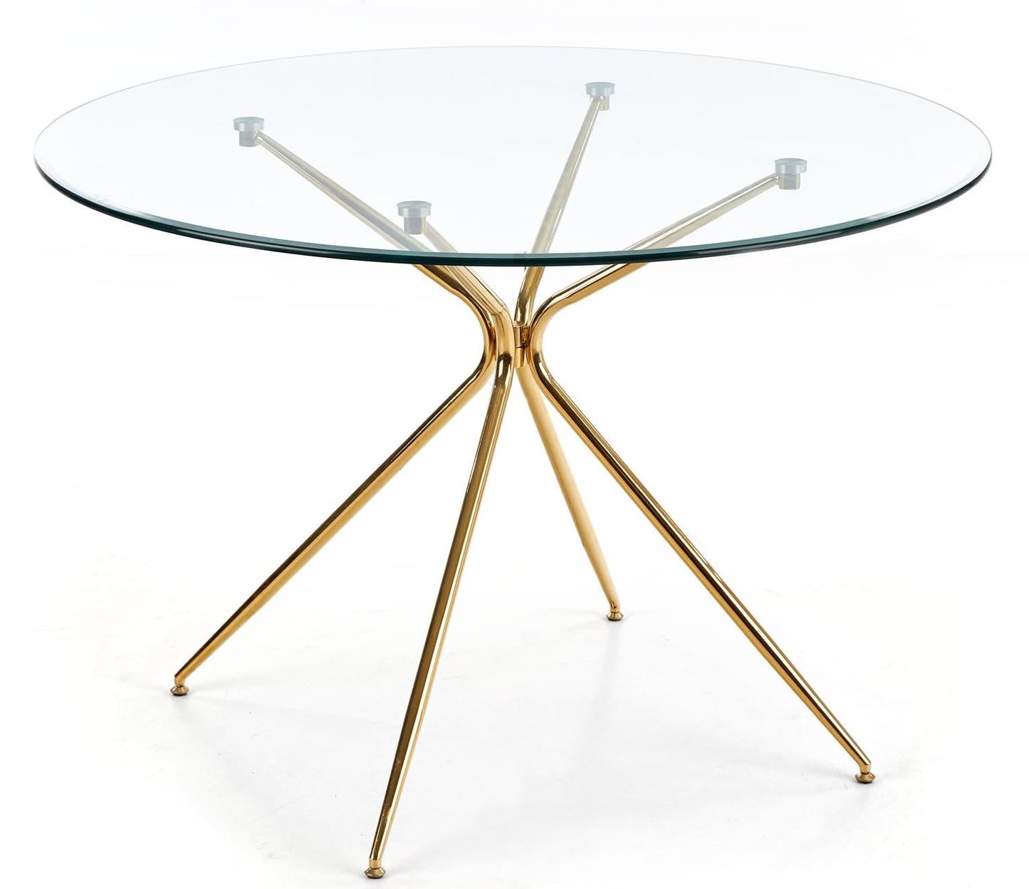 Kitchen Table East Chertsey | size: Length: 110cm, Width: 110cm, Height: 74cm, Diameter: 110cm | color: Transparent/Gold | image: 1 | variant: 1006792