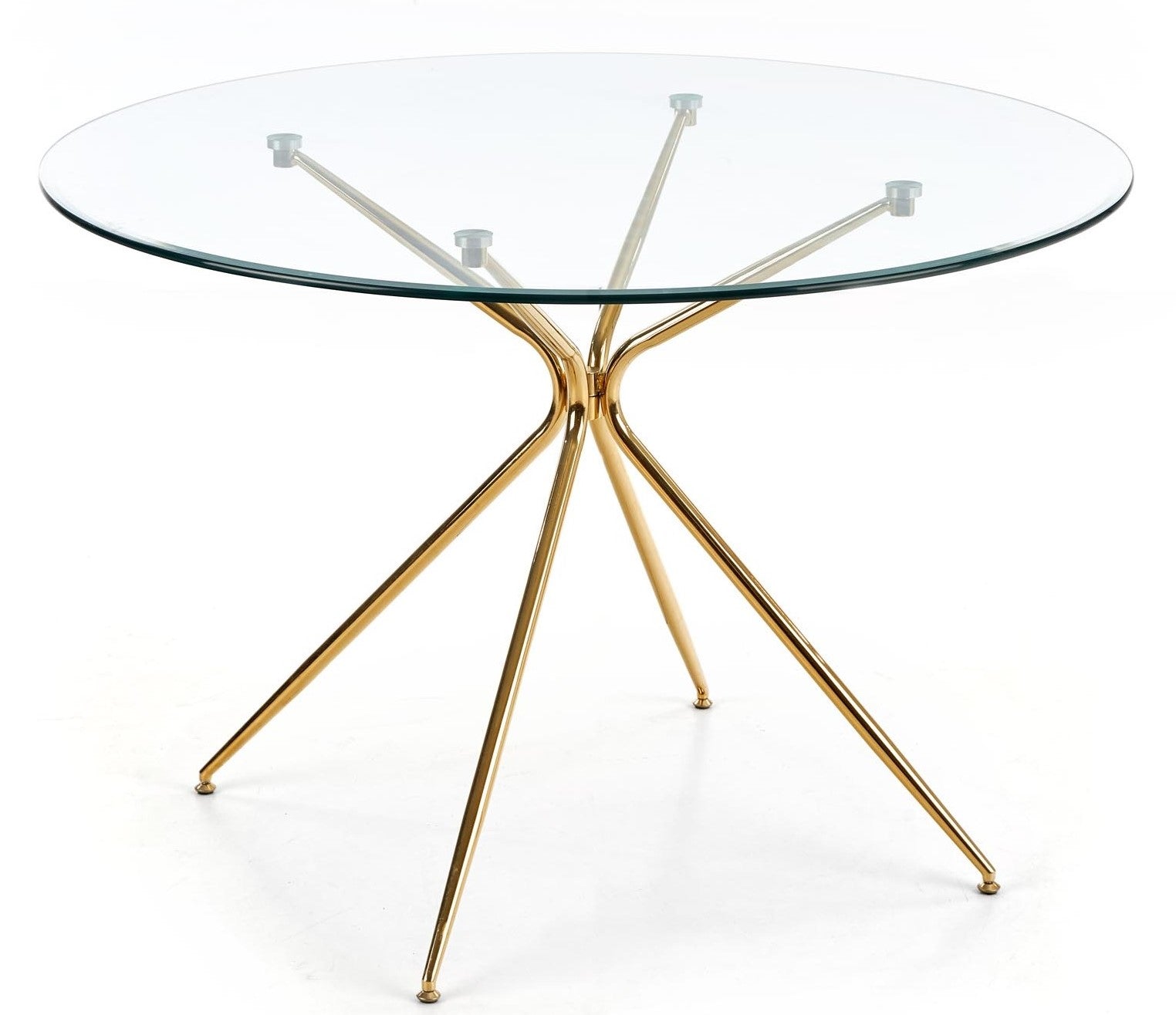 Kitchen Table East Chertsey | size: Length: 110cm, Width: 110cm, Height: 74cm, Diameter: 110cm | color: Transparent/Gold | image: 1 | variant: 1006792
