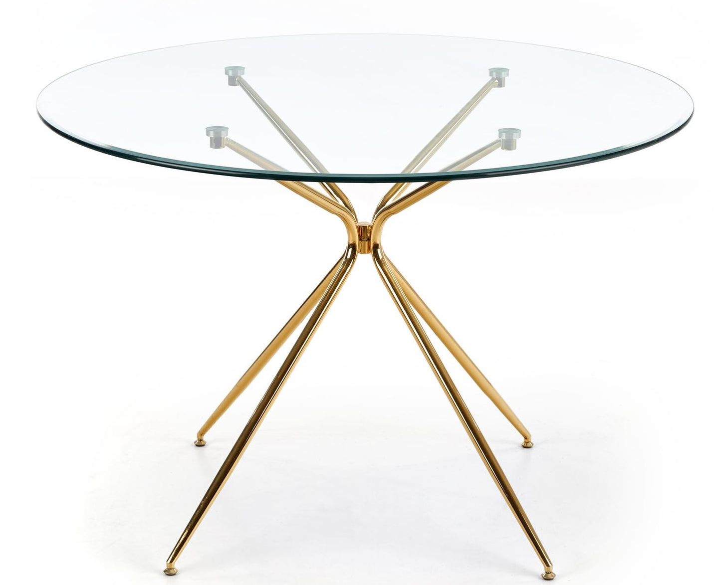 Kitchen Table East Chertsey | size: Length: 110cm, Width: 110cm, Height: 74cm, Diameter: 110cm | color: Transparent/Gold | image: 2 | variant: 1006792