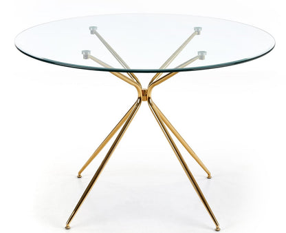 Kitchen Table East Chertsey | size: Length: 110cm, Width: 110cm, Height: 74cm, Diameter: 110cm | color: Transparent/Gold | image: 2 | variant: 1006792