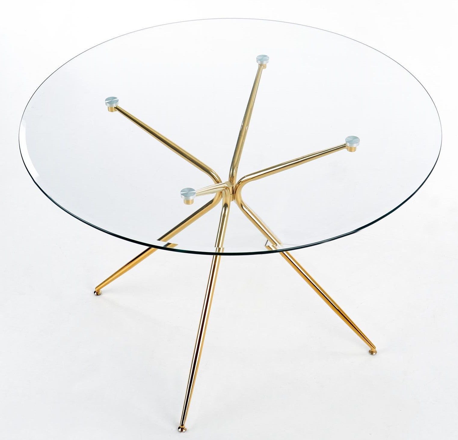Kitchen Table East Chertsey | size: Length: 110cm, Width: 110cm, Height: 74cm, Diameter: 110cm | color: Transparent/Gold | image: 7 | variant: 1006792