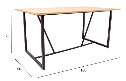Kitchen Table East Falmouth | size: Length: 90cm, Width: 160cm, Height: 75cm | color: Black/Oak | image: 4 | variant: 1005385
