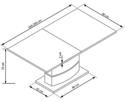 Kitchen Table East Jacksonville | size: Length: 90cm, Width: 200cm, Height: 75cm | color: White | image: 8 | variant: 1006864