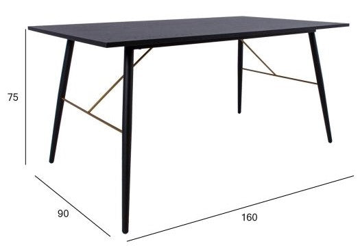 Kitchen Table East Lampeter | size: Length: 90cm, Width: 160cm, Height: 75cm | color: Black | image: 4 | variant: 1005488