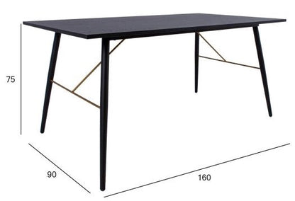 Kitchen Table East Lampeter | size: Length: 90cm, Width: 160cm, Height: 75cm | color: Black | image: 4 | variant: 1005488