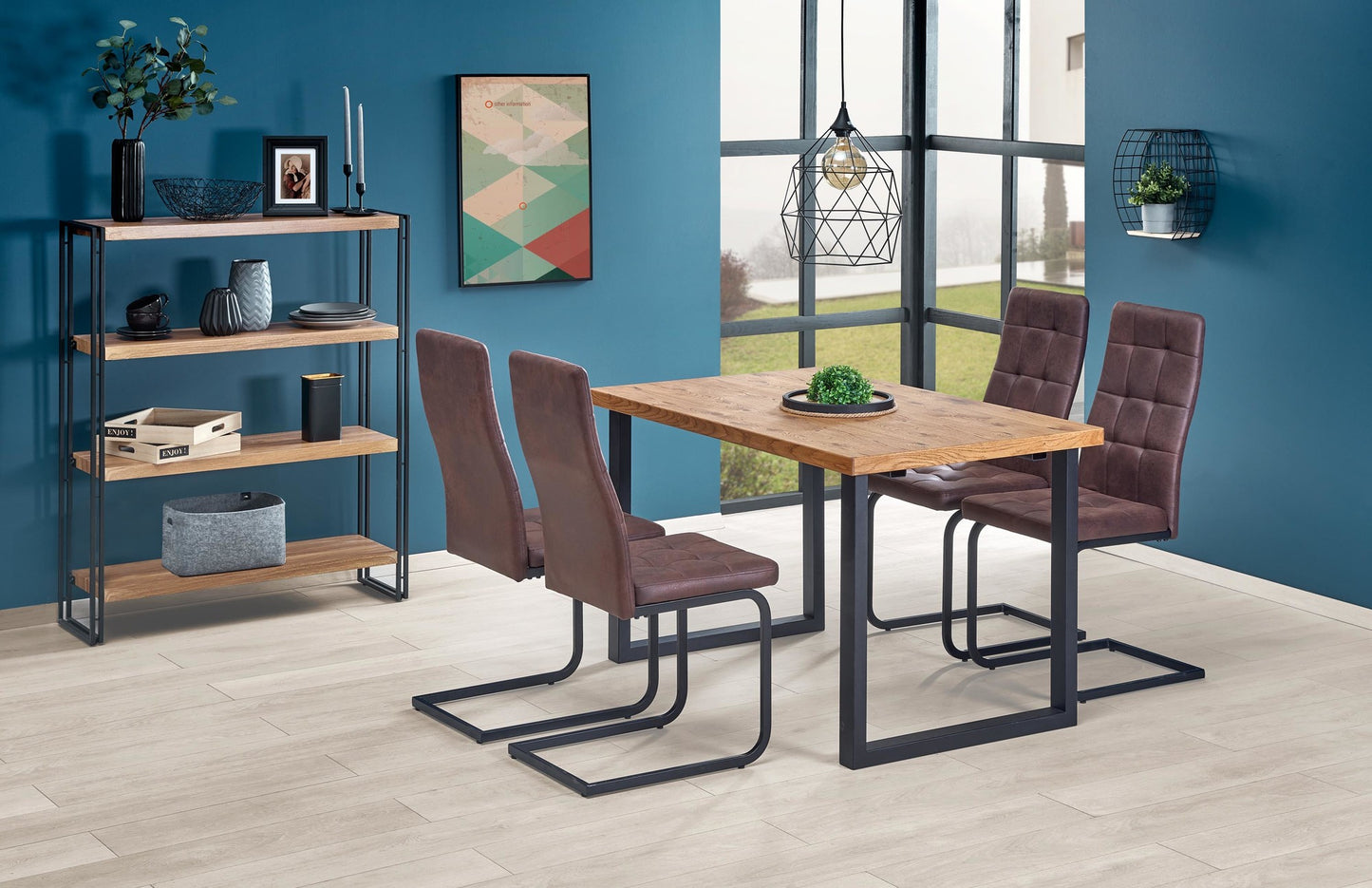 Kitchen Table East Leningrad | size: Length: 80cm, Width: 206cm, Height: 76cm | color: Black/Oak | image: 4 | variant: 1006843