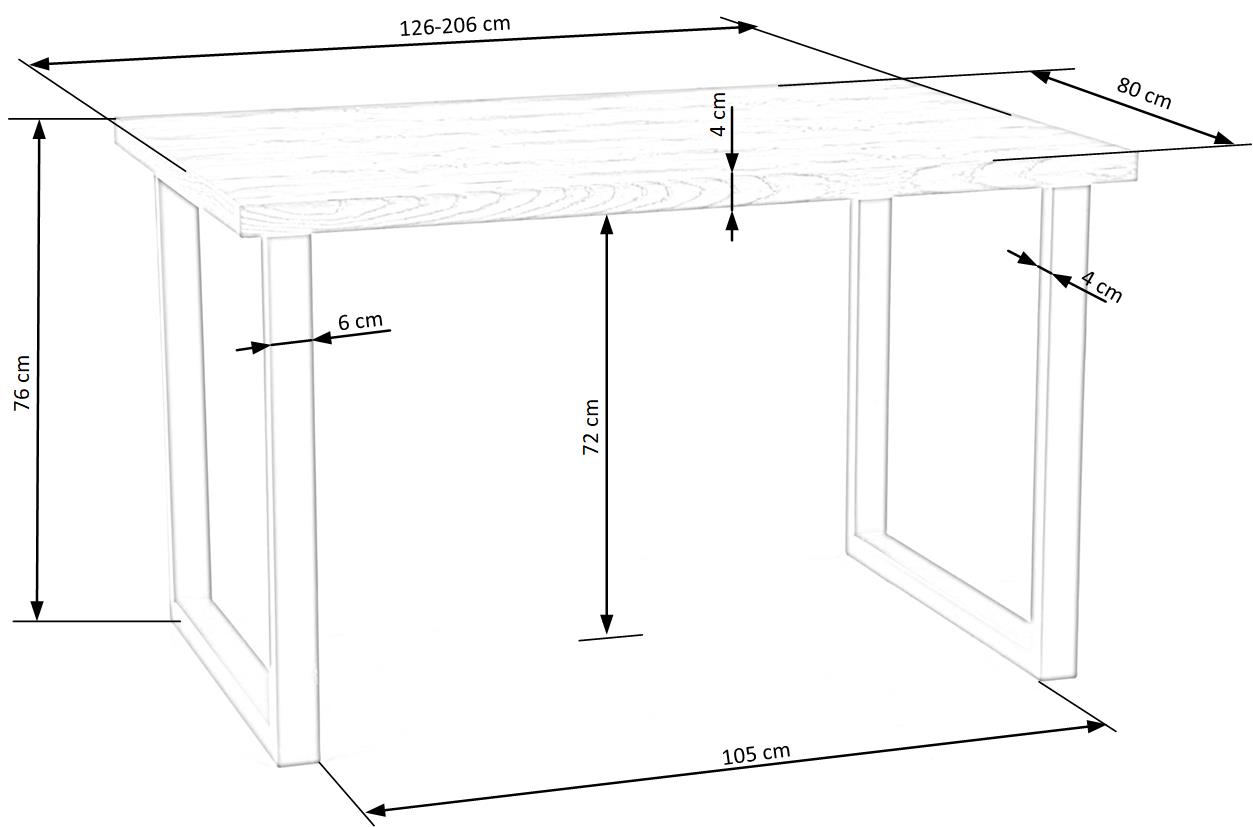 Kitchen Table East Leningrad | size: Length: 80cm, Width: 206cm, Height: 76cm | color: Black/Oak | image: 9 | variant: 1006843