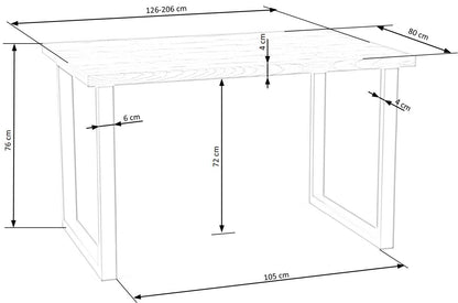 Kitchen Table East Leningrad | size: Length: 80cm, Width: 206cm, Height: 76cm | color: Black/Oak | image: 9 | variant: 1006843