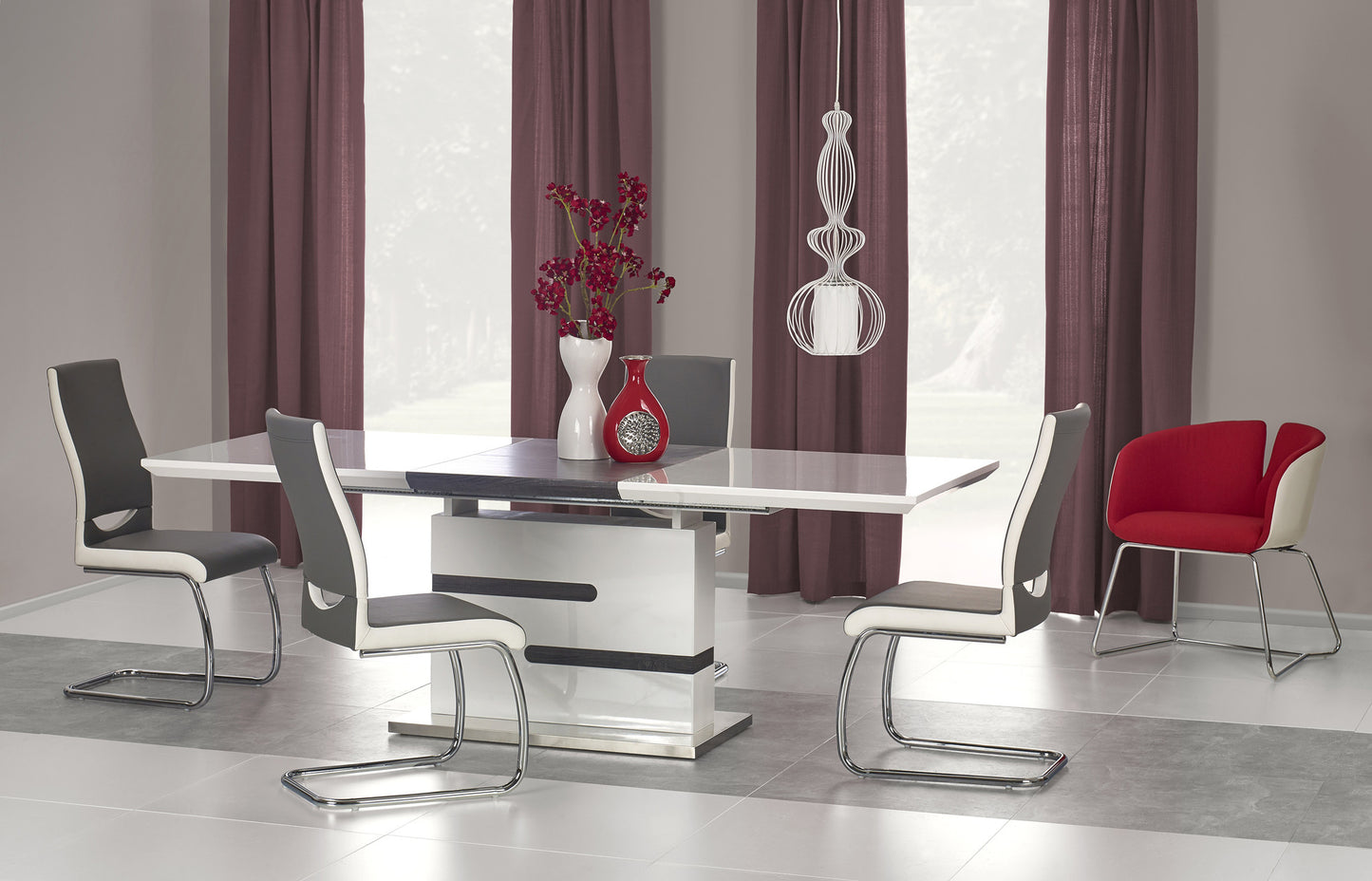 Kitchen Table East Linkoping | size: Length: 90cm, Width: 220cm, Height: 76cm | color: White/Grey | image: 3 | variant: 1006852