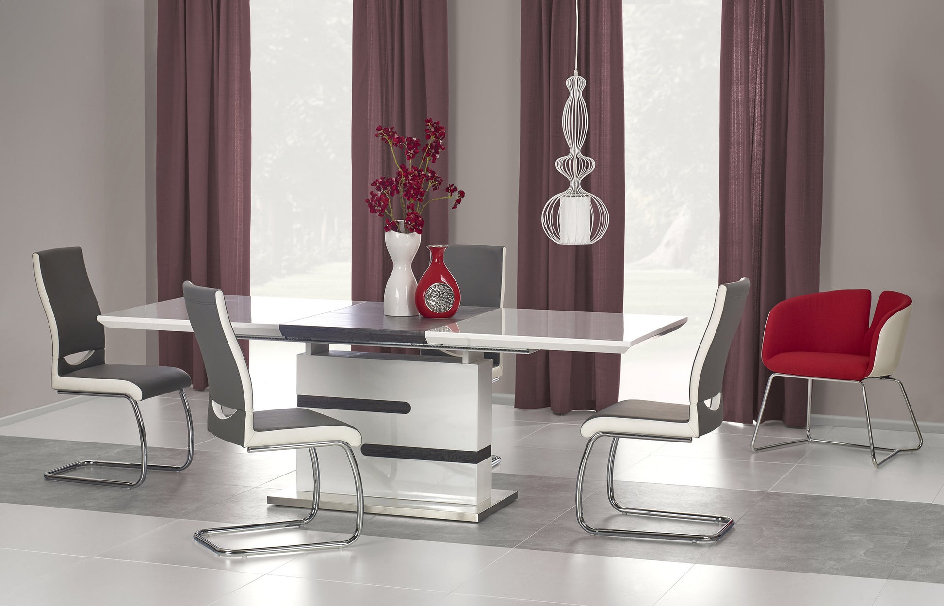 Kitchen Table East Linkoping | size: Length: 90cm, Width: 220cm, Height: 76cm | color: White/Grey | image: 3 | variant: 1006852