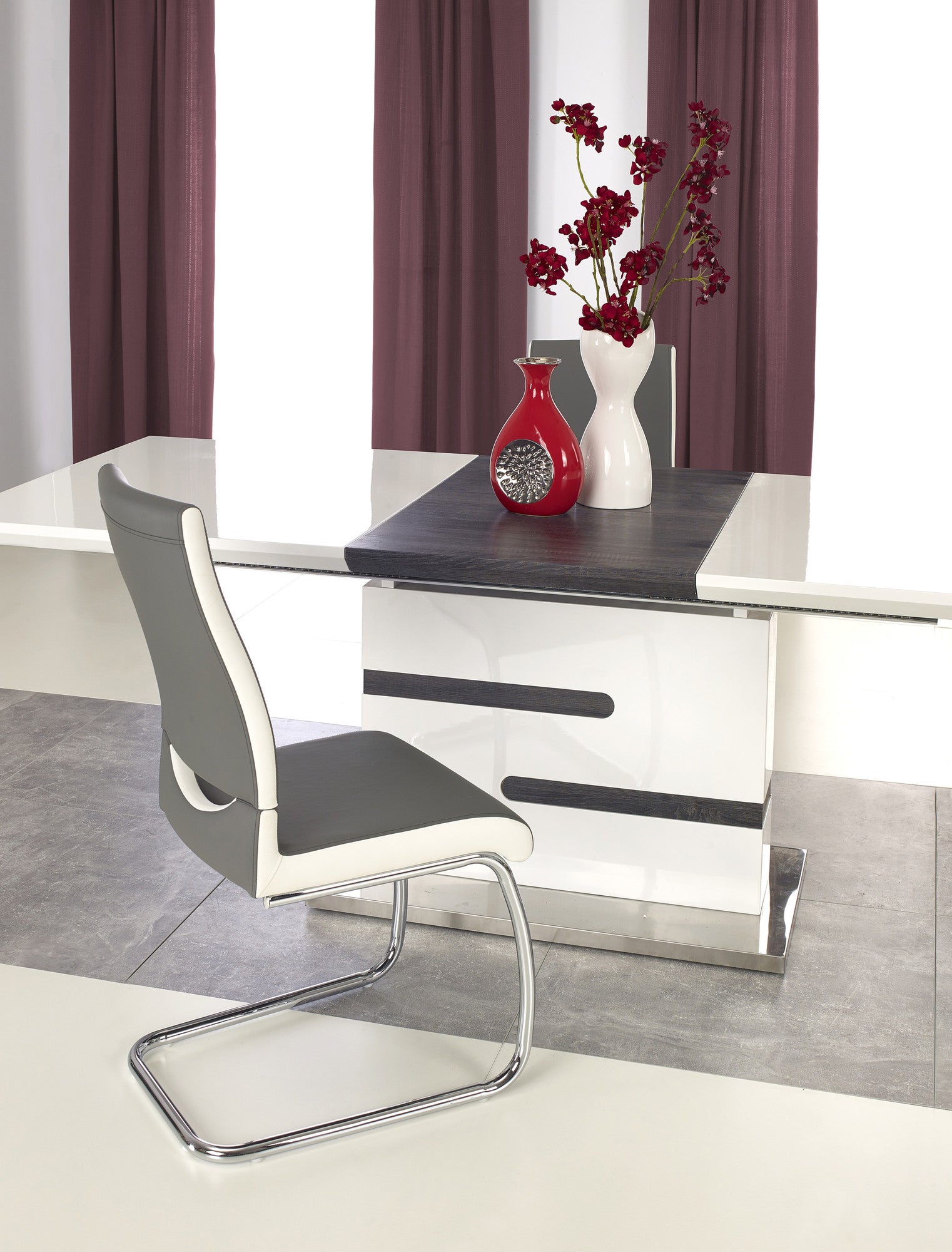 Kitchen Table East Linkoping | size: Length: 90cm, Width: 220cm, Height: 76cm | color: White/Grey | image: 4 | variant: 1006852