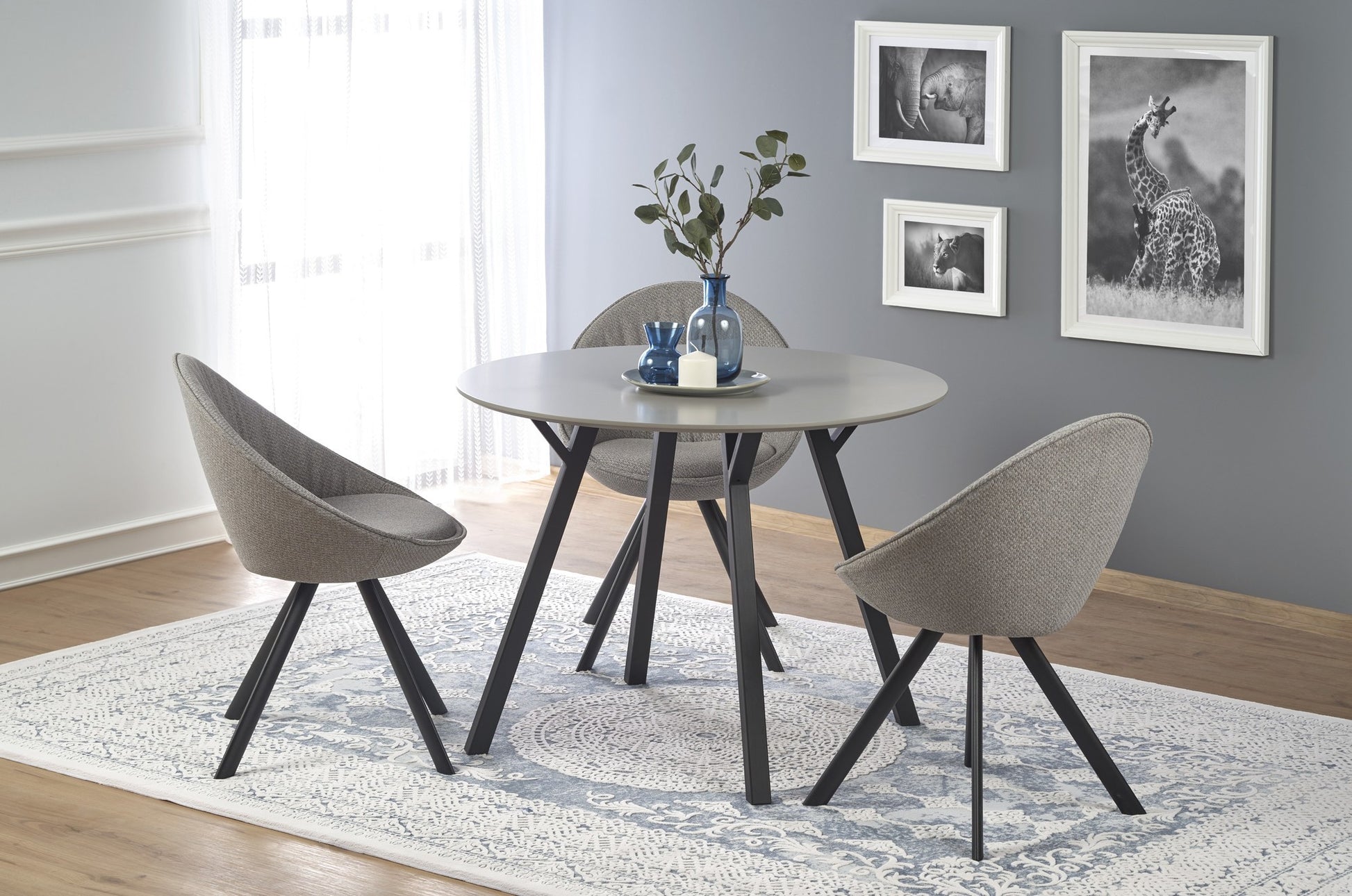Kitchen Table East Moscow | size: Length: 100cm, Width: 100cm, Height: 74cm, Diameter: 100cm | color: Black/Grey | image: 3 | variant: 1006789
