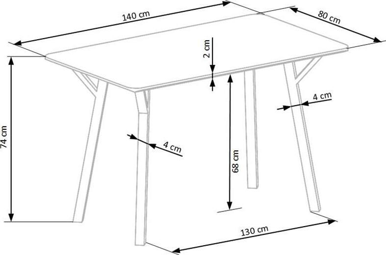 Kitchen Table East Moscow | size: Length: 80cm, Width: 140cm, Height: 74cm | color: White | image: 6 | variant: 1006800