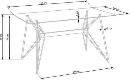 Kitchen Table East Mumbai | size: Length: 80cm, Width: 160cm, Height: 75cm | color: Transparent | image: 7 | variant: 1006791