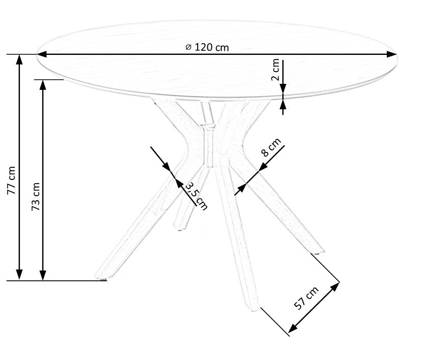 Kitchen Table East New York | size: Length: 120cm, Width: 120cm, Height: 77cm, Diameter: 120cm | color: Oak | image: 9 | variant: 1006798