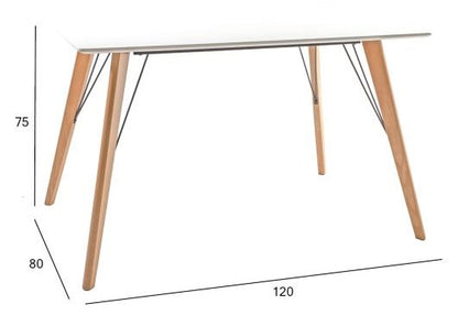 Kitchen Table East Northampton | size: Length: 80cm, Width: 120cm, Height: 75cm | color: White/Oak | image: 4 | variant: 1005072