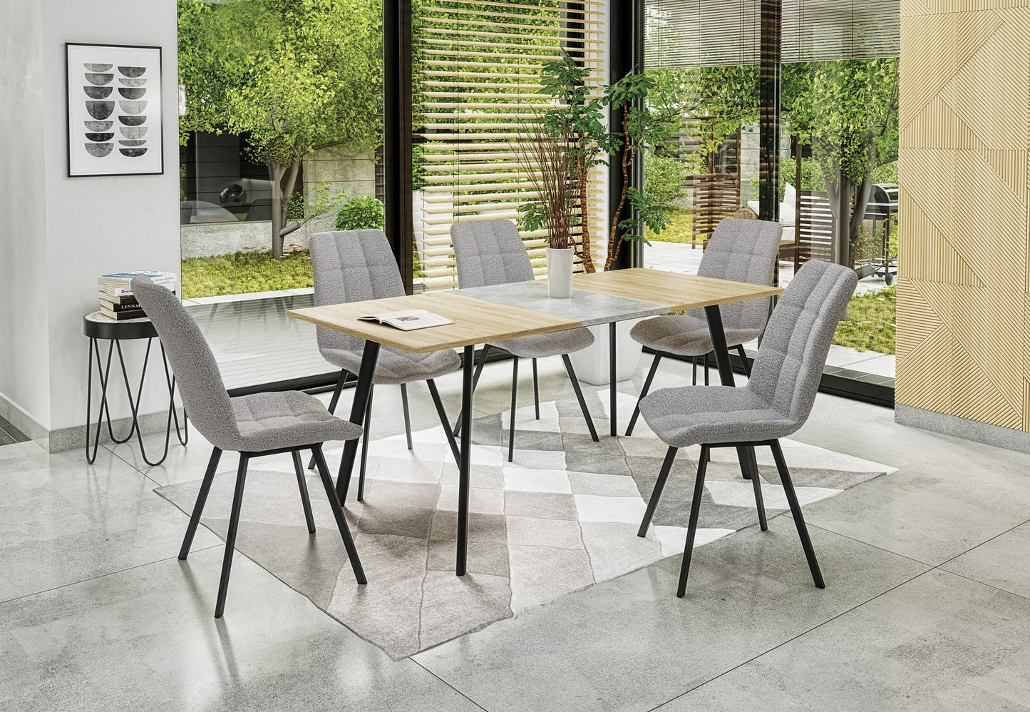 Kitchen Table East Ottawa | size: Length: 80cm, Width: 160cm, Height: 76cm | color: Oak/Grey | image: 5 | variant: 1006801
