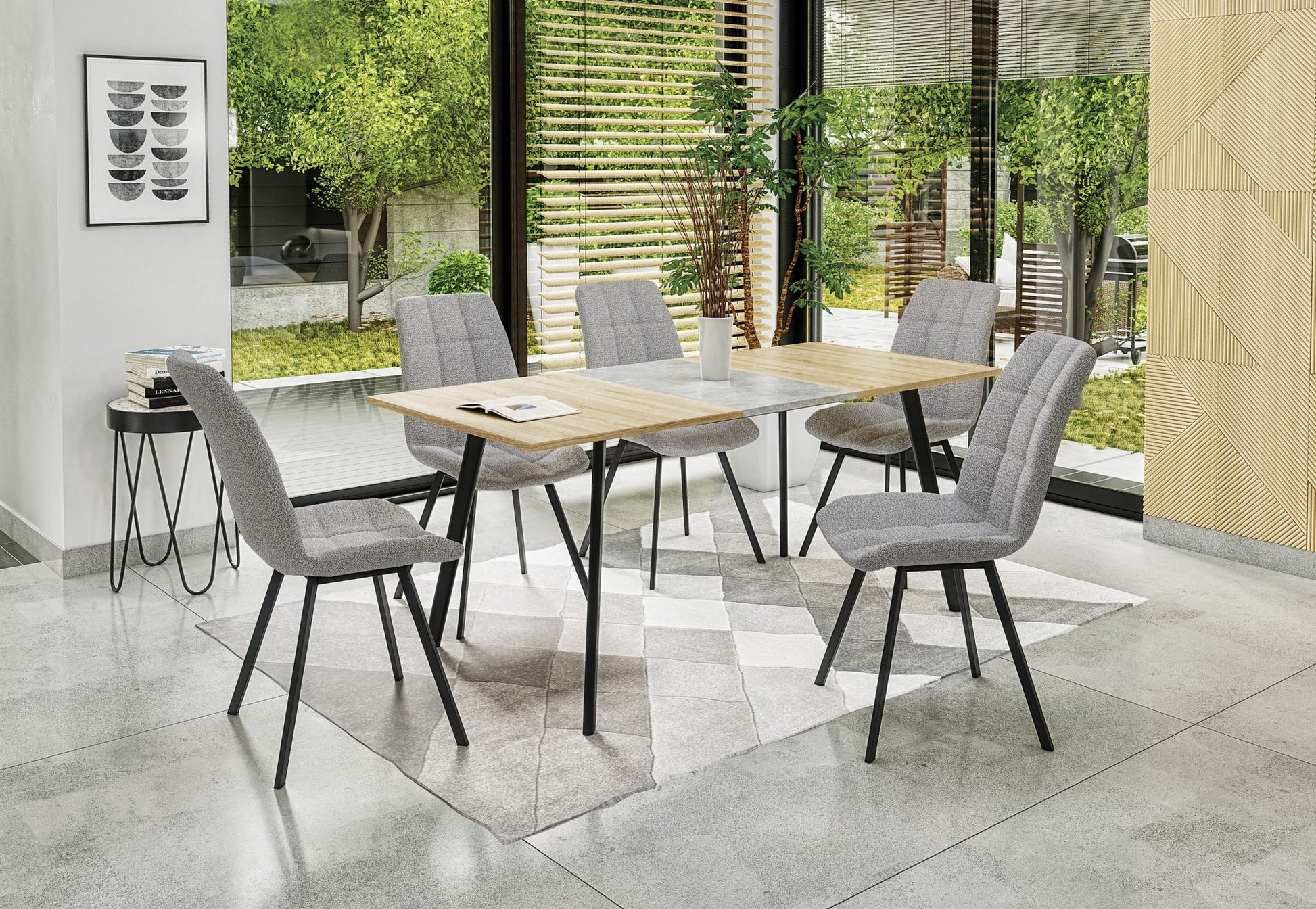Kitchen Table East Ottawa | size: Length: 80cm, Width: 160cm, Height: 76cm | color: Oak/Grey | image: 5 | variant: 1006801