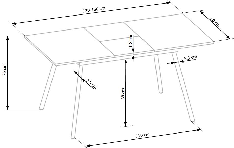 Kitchen Table East Ottawa | size: Length: 80cm, Width: 160cm, Height: 76cm | color: Oak/Grey | image: 6 | variant: 1006801