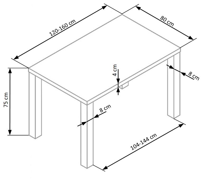 Kitchen Table East Paris | size: Length: 80cm, Width: 160cm, Height: 75cm | color: White | image: 6 | variant: 1006833