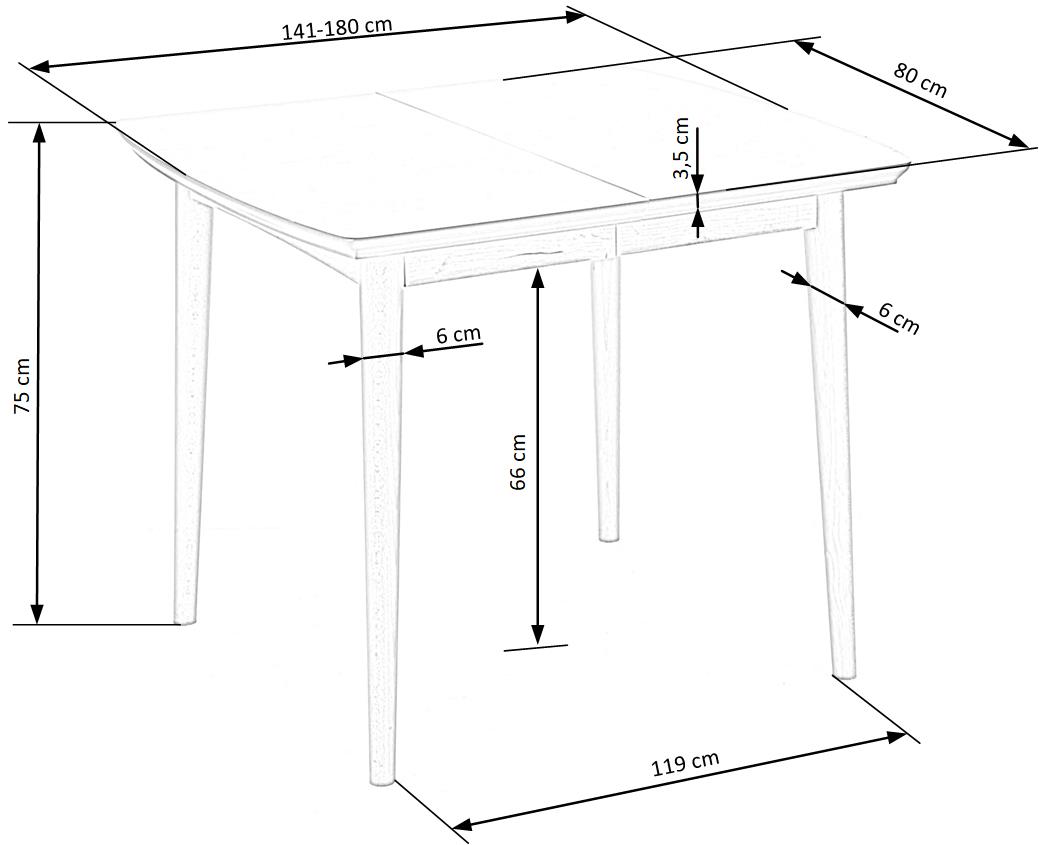 Kitchen Table East Phoenix | size: Length: 80cm, Width: 185cm, Height: 75cm | color: White/Oak | image: 9 | variant: 1006804