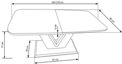 Kitchen Table East Pretoria | size: Length: 90cm, Width: 220cm, Height: 77cm | color: White | image: 9 | variant: 1006866